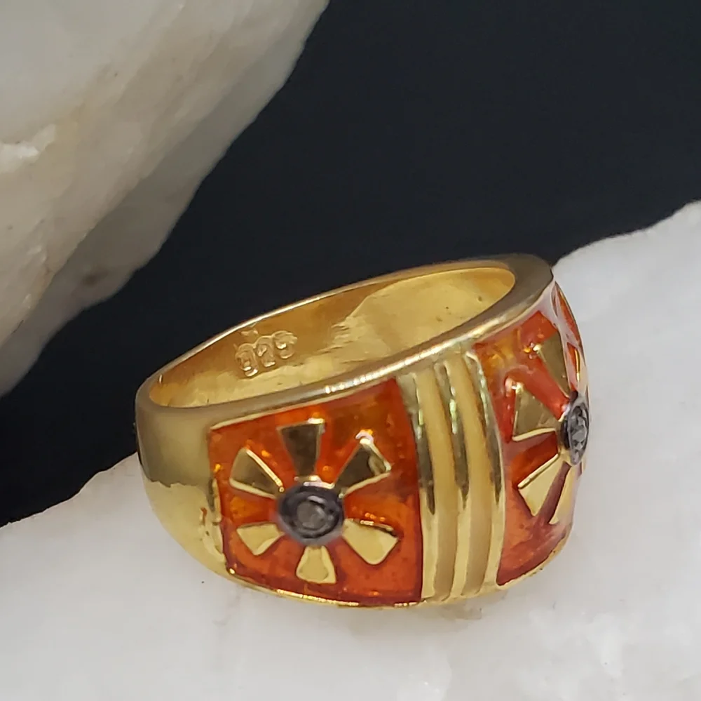 Solid Sterling Silver 925/18k Gold Ring Raw African Diamonds